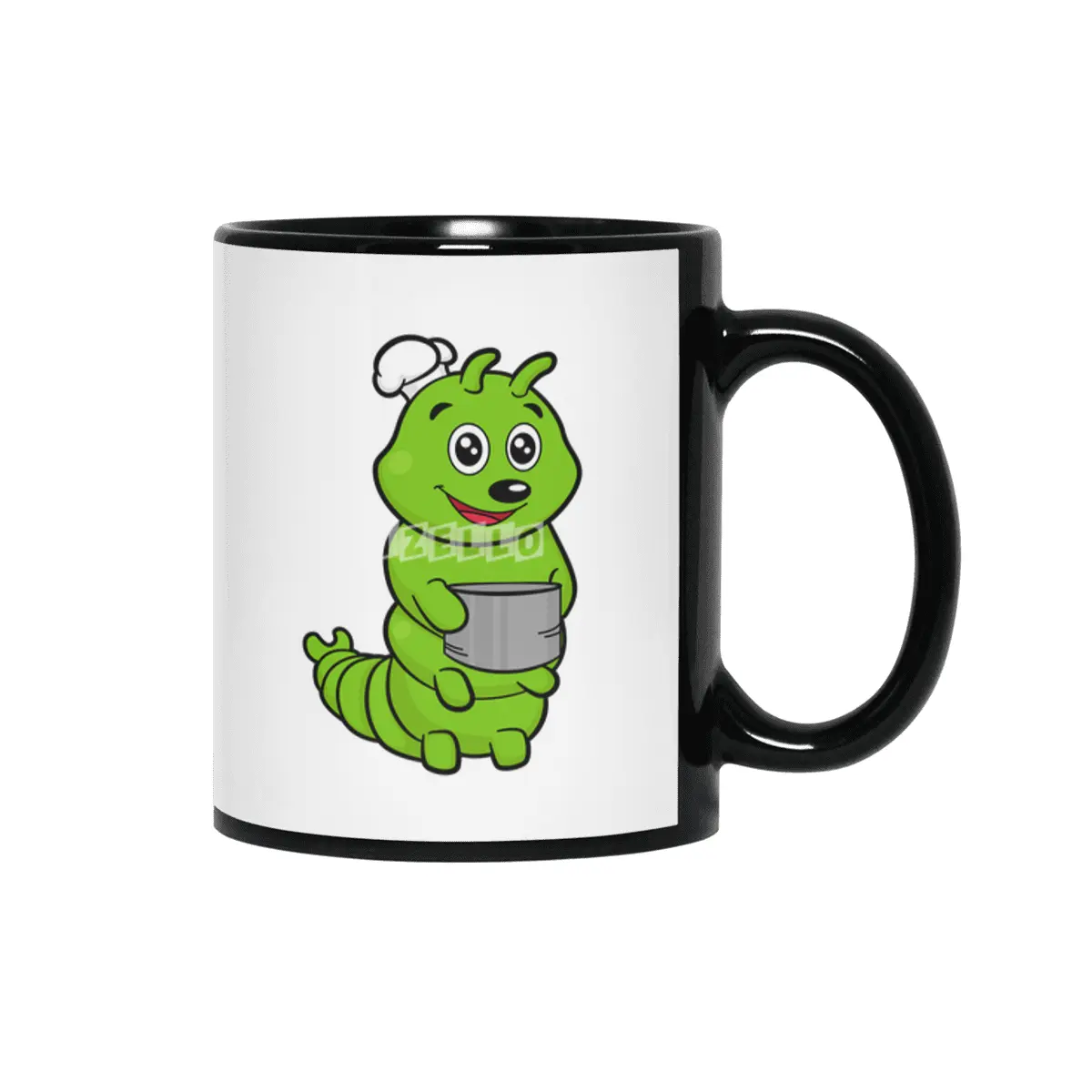 Caterpillar as Cook with Cooking pot Siyah Kupa