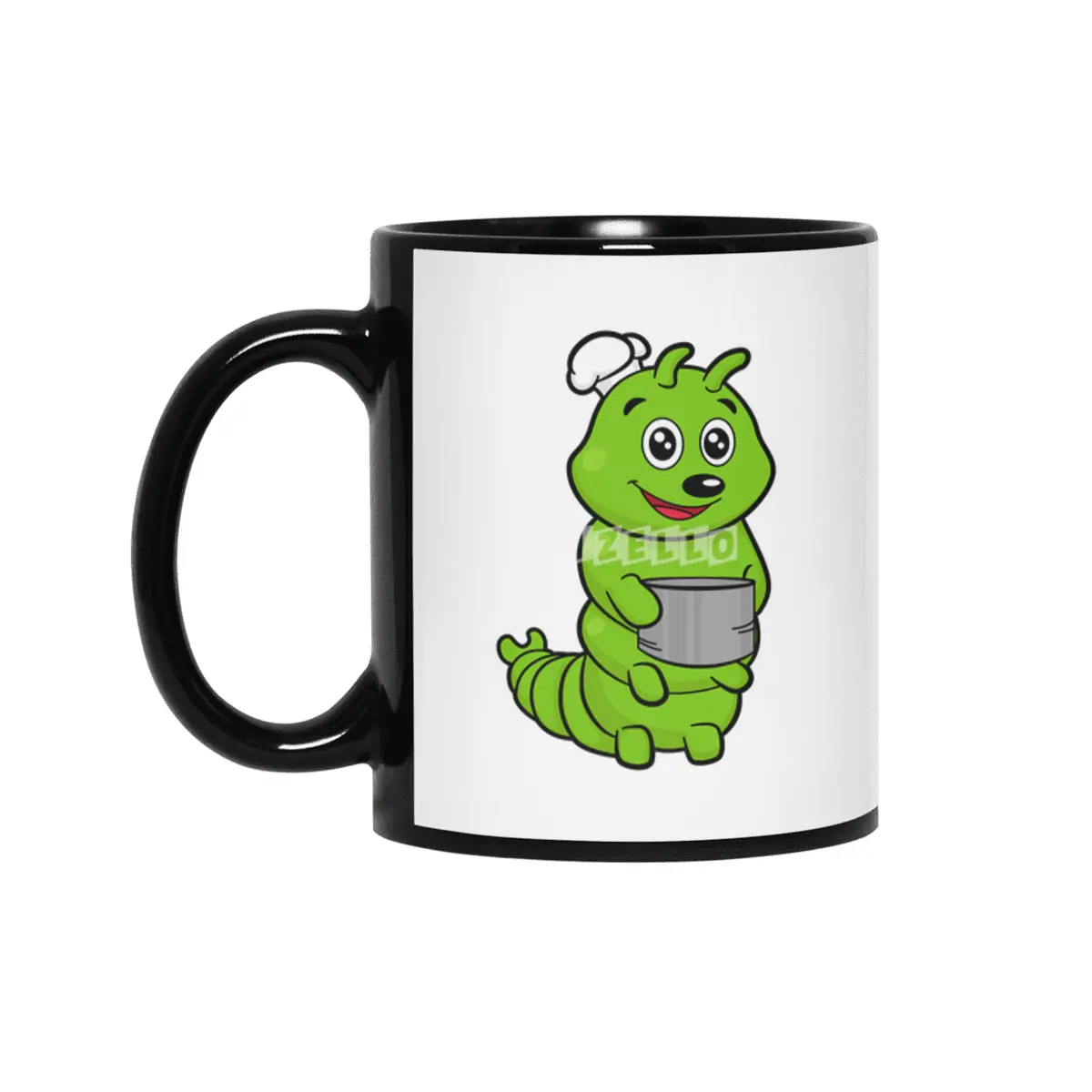 Caterpillar as Cook with Cooking pot Siyah Kupa