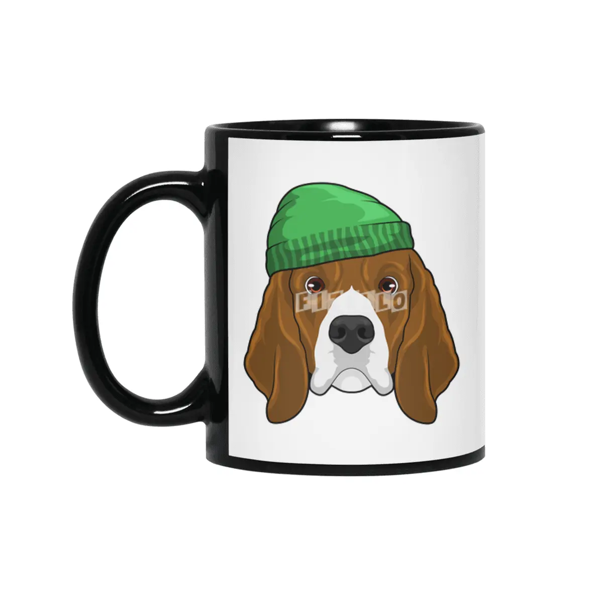 Dog with Beanie Siyah Kupa