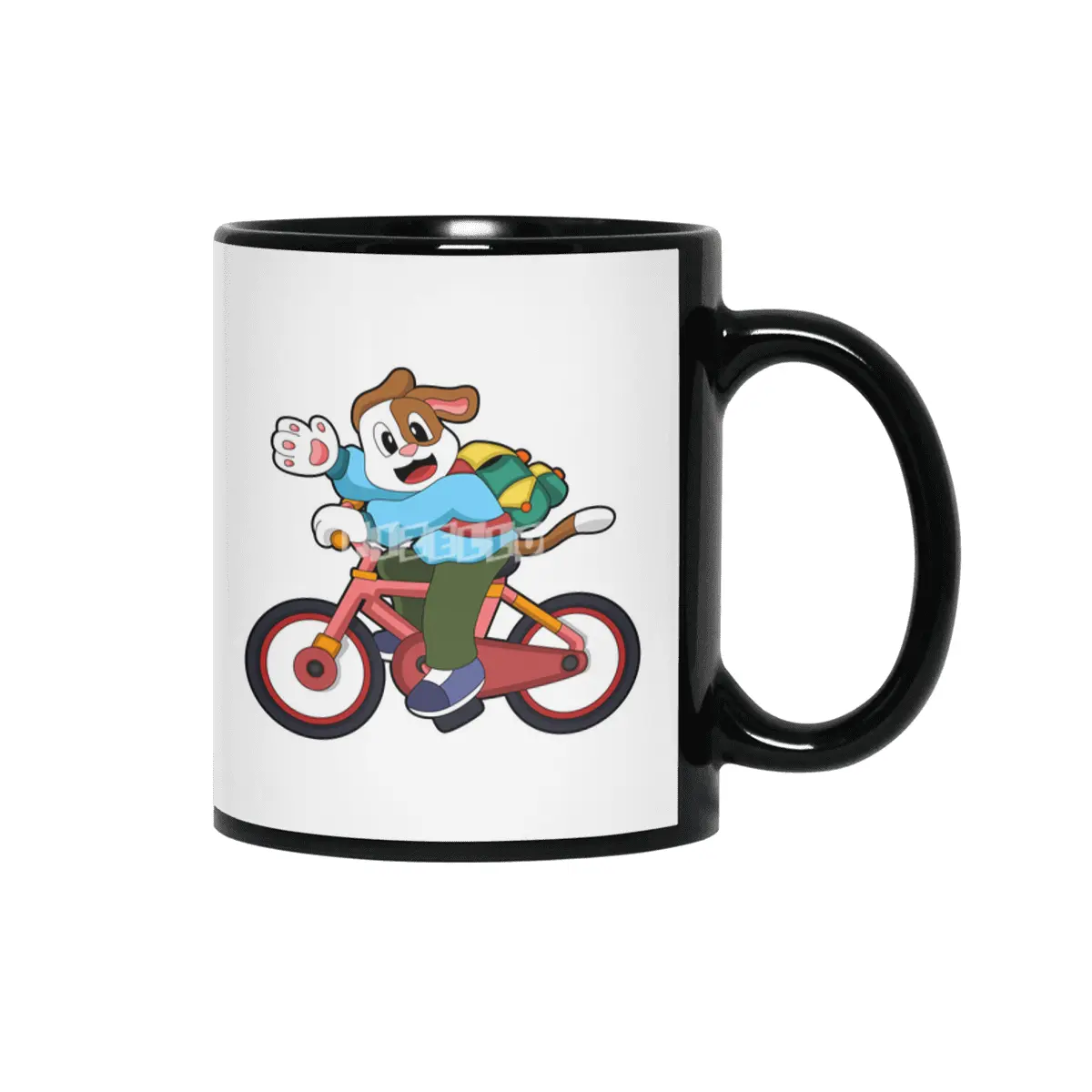 Dog with Bicycle Siyah Kupa
