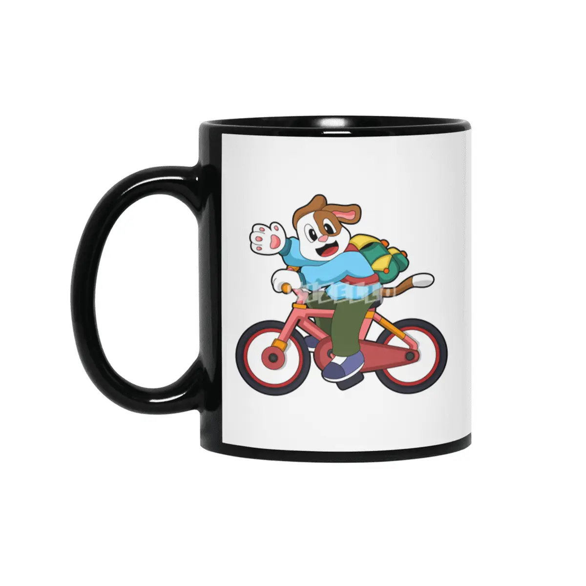 Dog with Bicycle Siyah Kupa