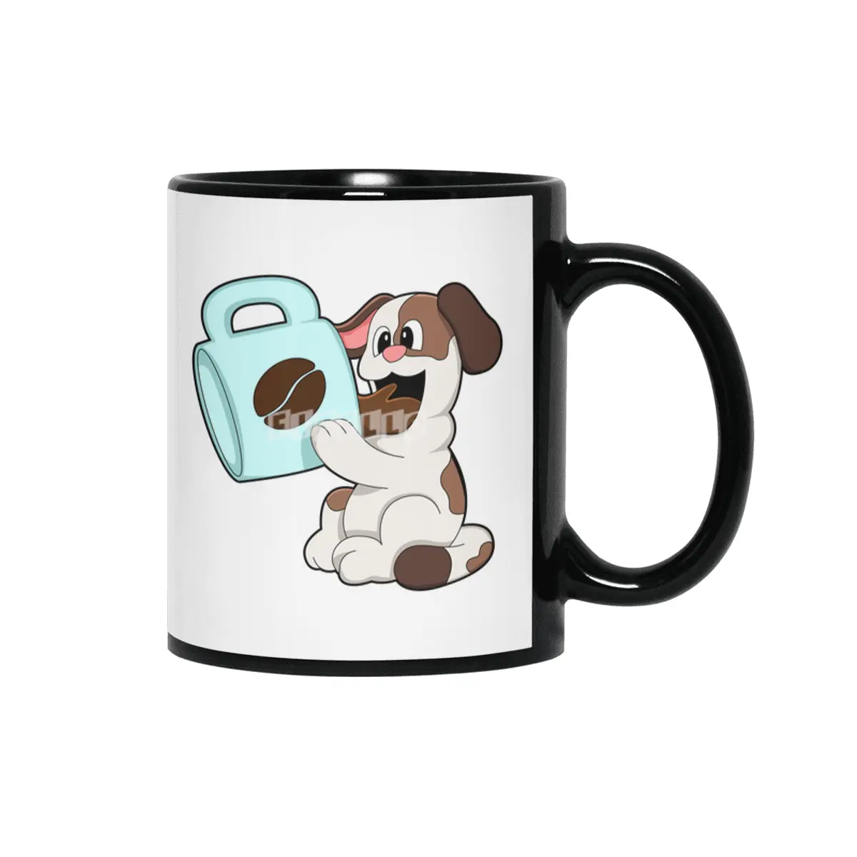 Dog with Cup of Coffee Siyah Kupa