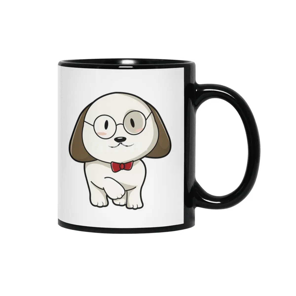 Dog with Tie & Glasses Siyah Kupa
