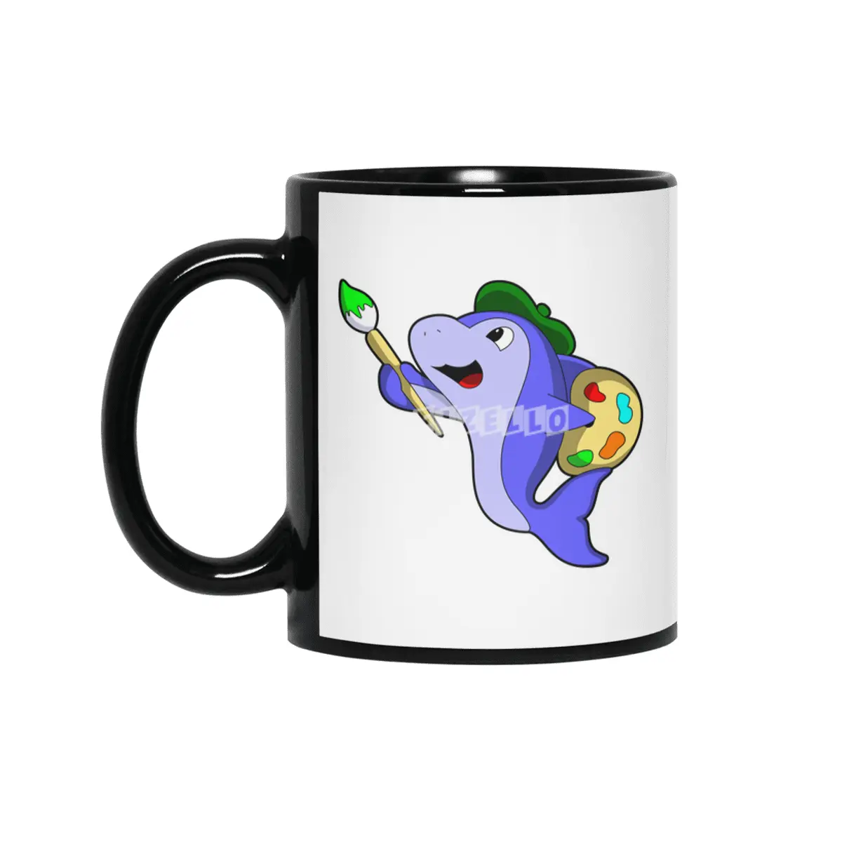 Dolphin as Painter with Colour & Brush Siyah Kupa