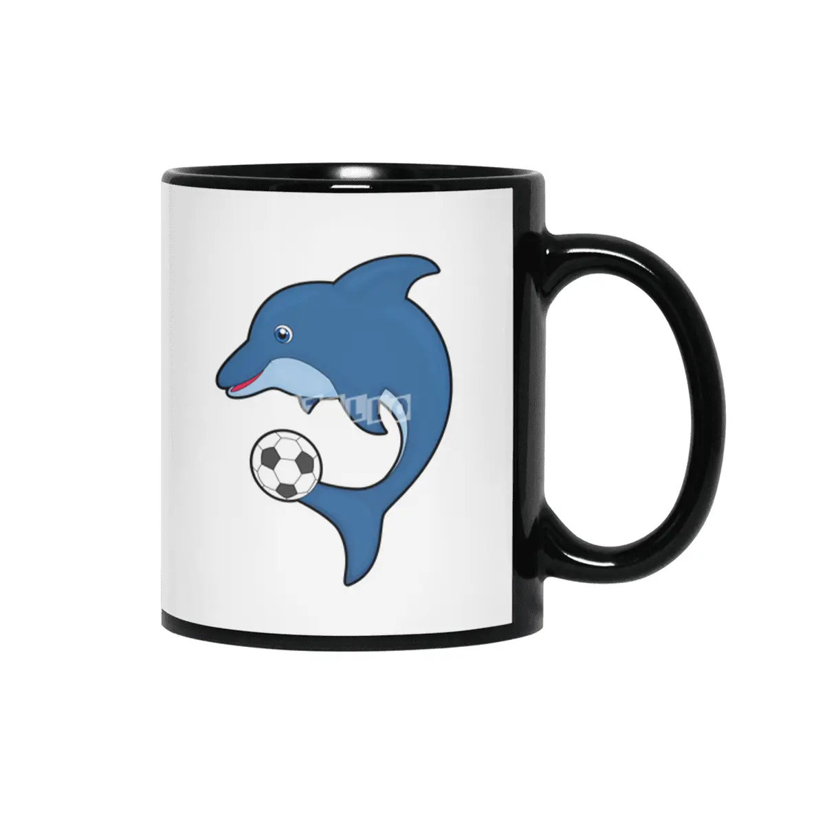 Dolphin as Soccer player with Soccer ball Siyah Kupa