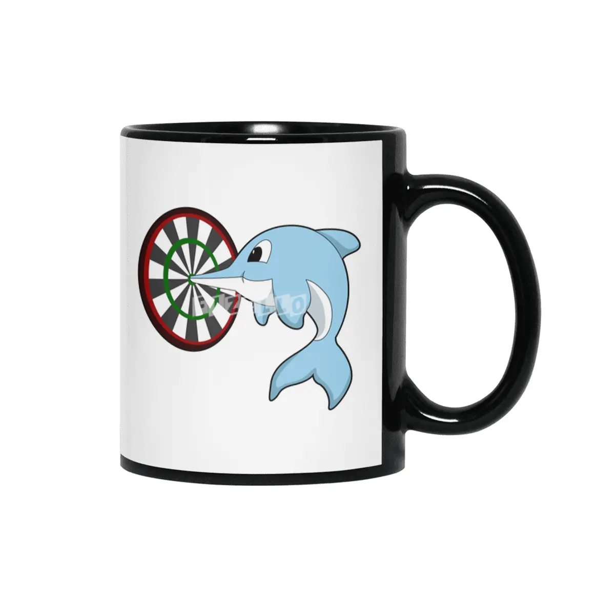 Dolphin at Darts with Dartboard Siyah Kupa
