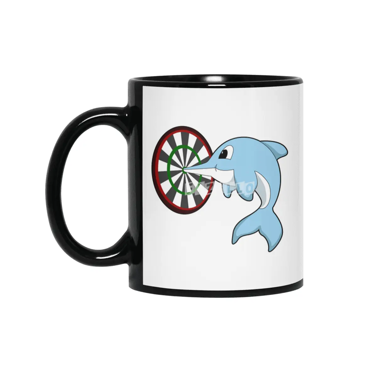 Dolphin at Darts with Dartboard Siyah Kupa