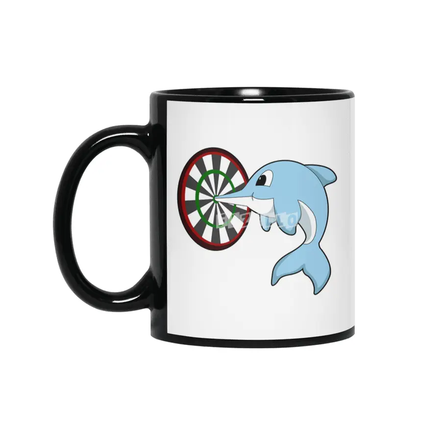 Dolphin at Darts with Dartboard Siyah Kupa