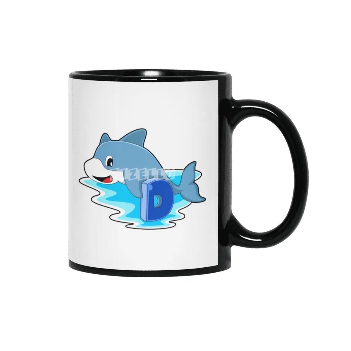 Dolphin at Swimming with Letter Siyah Kupa