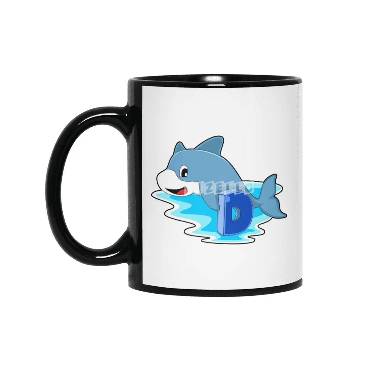 Dolphin at Swimming with Letter Siyah Kupa