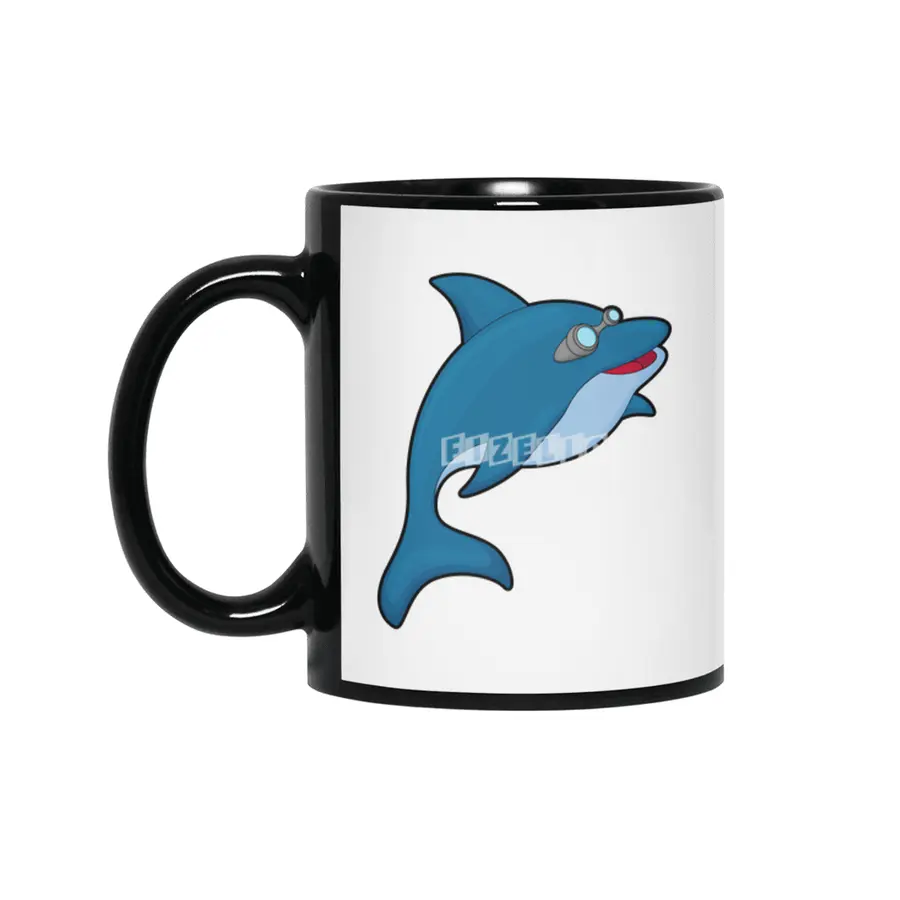 Dolphin at Swimming with Swimming goggles Siyah Kupa