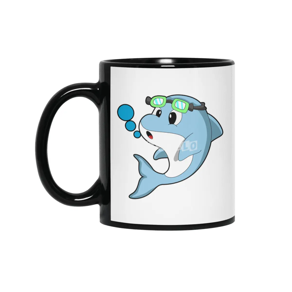 Dolphin at Swimming with Swimming goggles Siyah Kupa