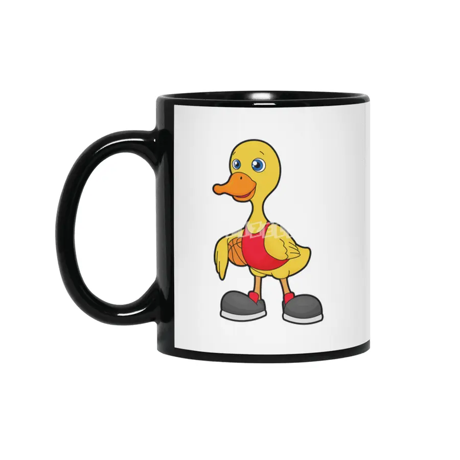 Duck as Basketball player with Basketball Siyah Kupa