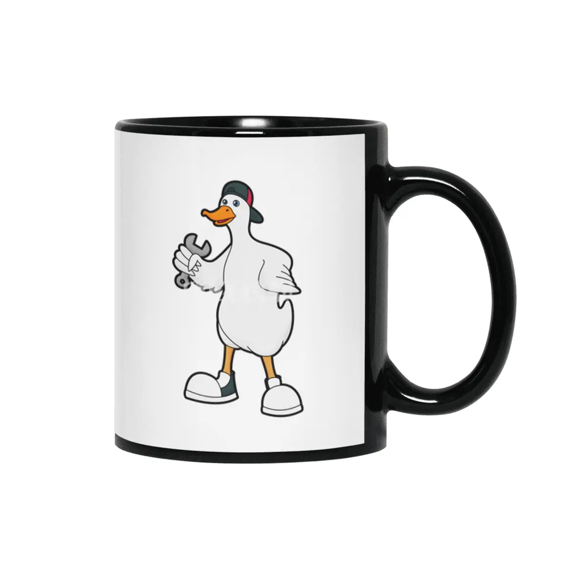 Duck as Craftsman with Tool & Cap Siyah Kupa