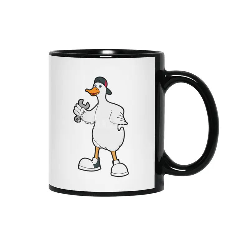 Duck as Craftsman with Tool & Cap Siyah Kupa