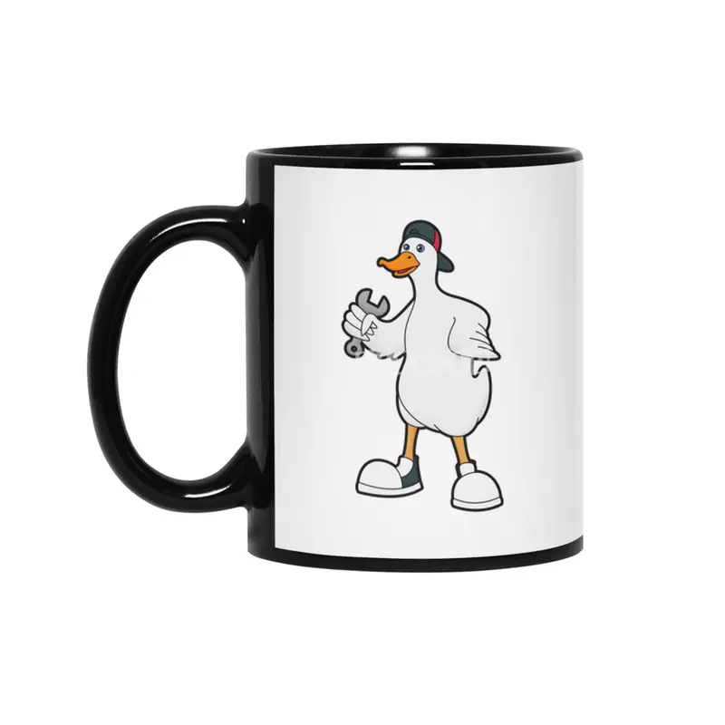 Duck as Craftsman with Tool & Cap Siyah Kupa