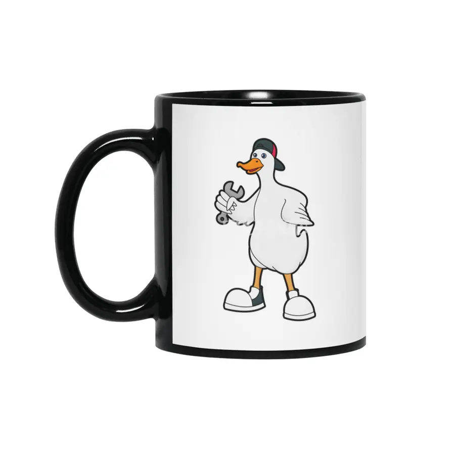Duck as Craftsman with Tool & Cap Siyah Kupa