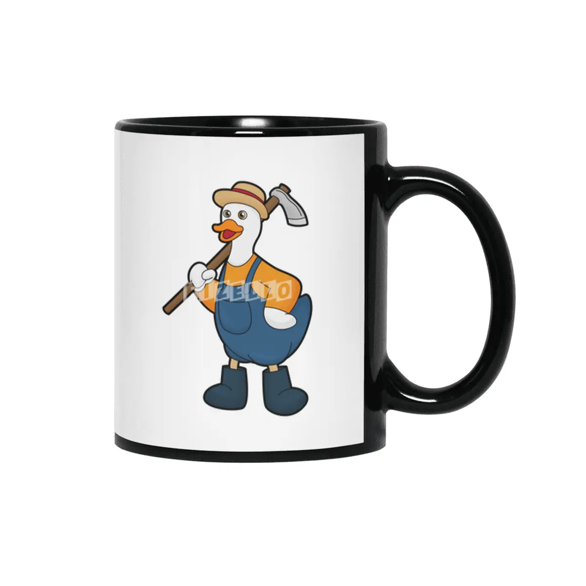 Duck as Farmer with Hoe Siyah Kupa