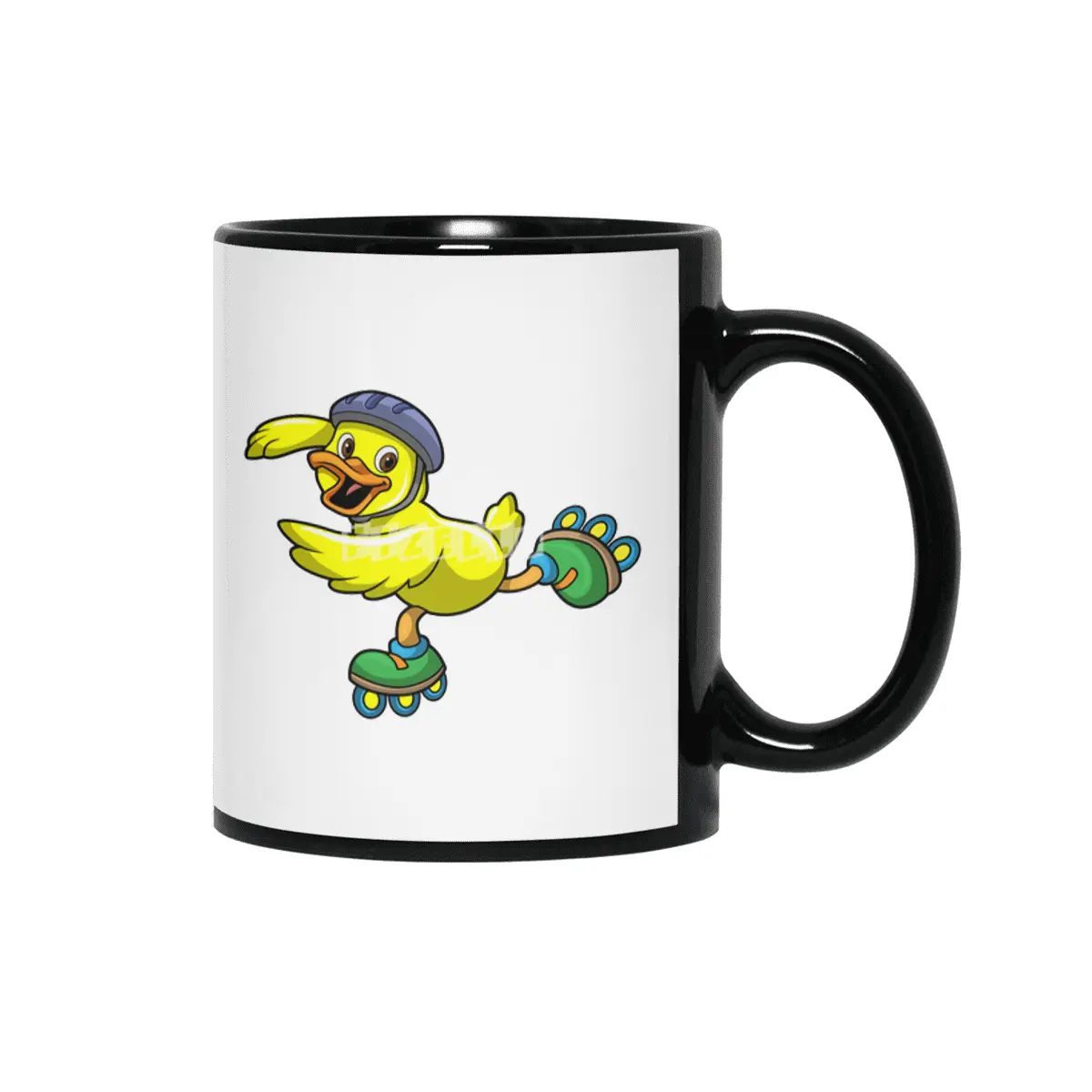 Duck as Skater with Inline skates & Helmet Siyah Kupa