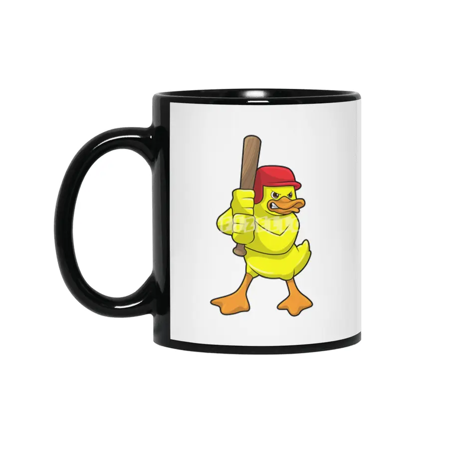 Duck at Baseball with Baseball bat & Cap Siyah Kupa