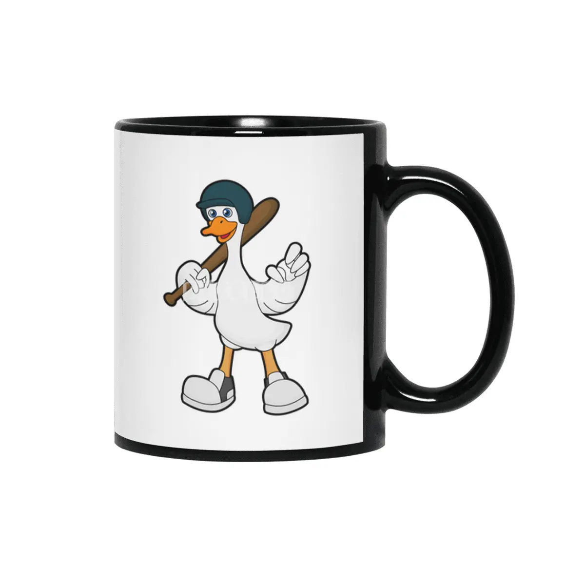 Duck at Baseball with Baseball racket & Helmet Siyah Kupa