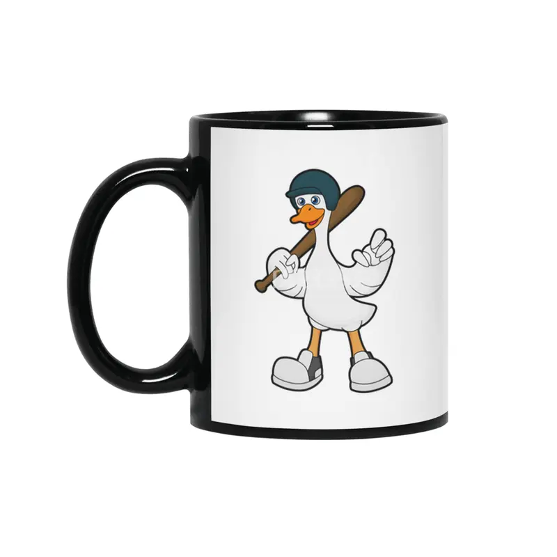Duck at Baseball with Baseball racket & Helmet Siyah Kupa