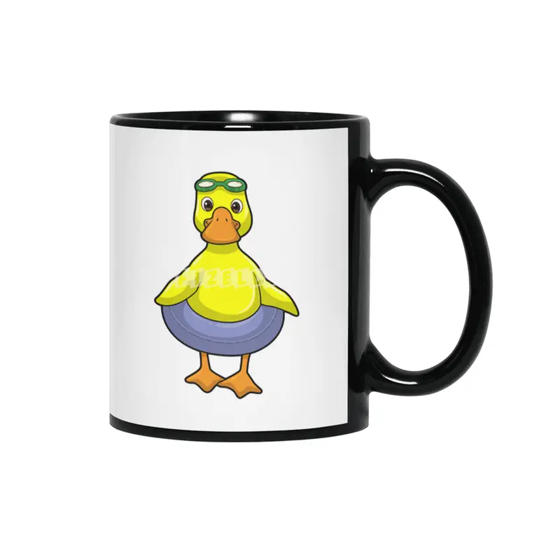 Duck at Swimming with Swim ring Siyah Kupa