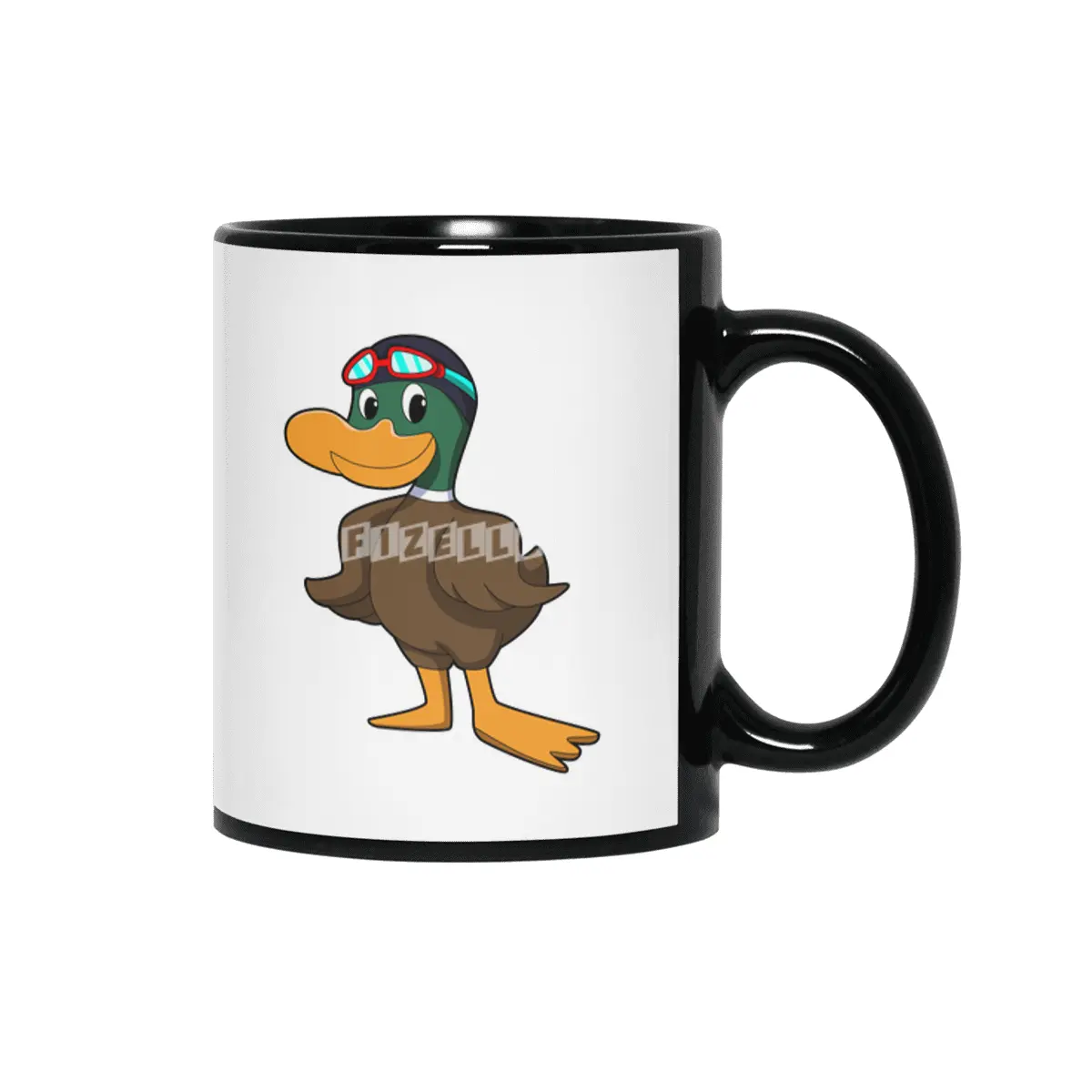 Duck at Swimming with Swimming goggles Siyah Kupa