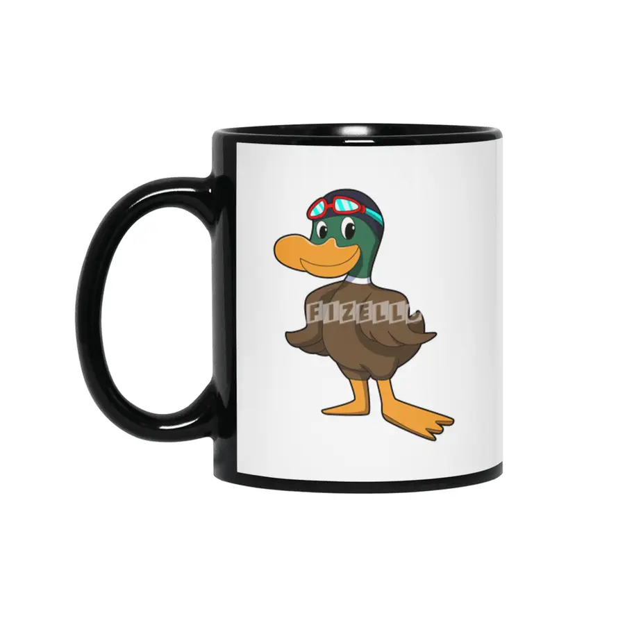 Duck at Swimming with Swimming goggles Siyah Kupa