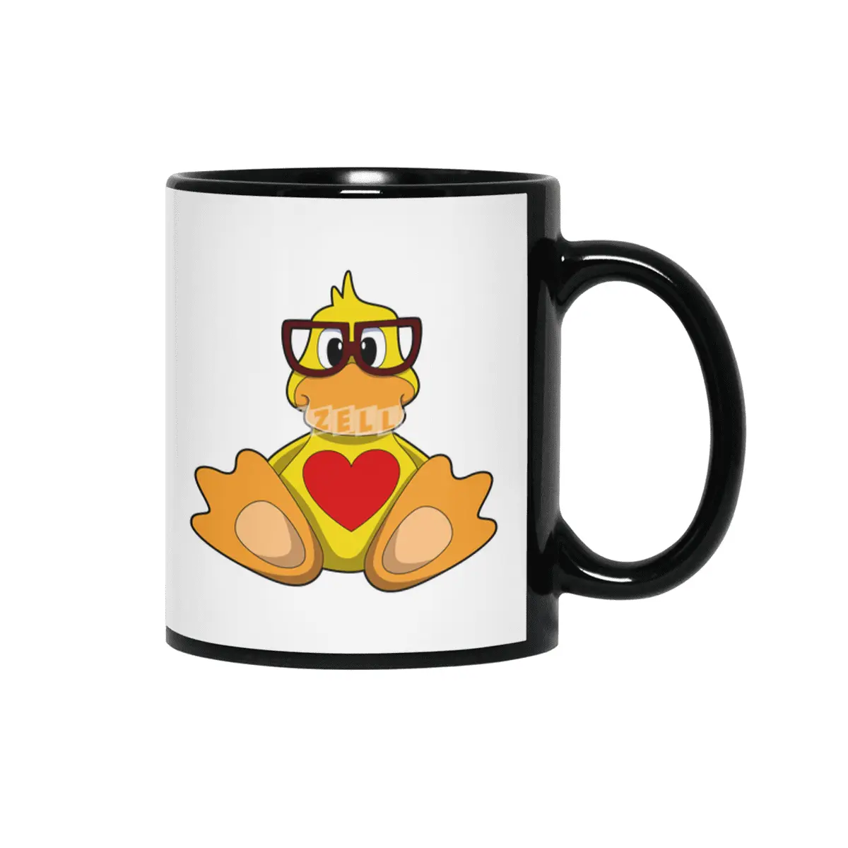 Duck with Heart & Glasses Siyah Kupa