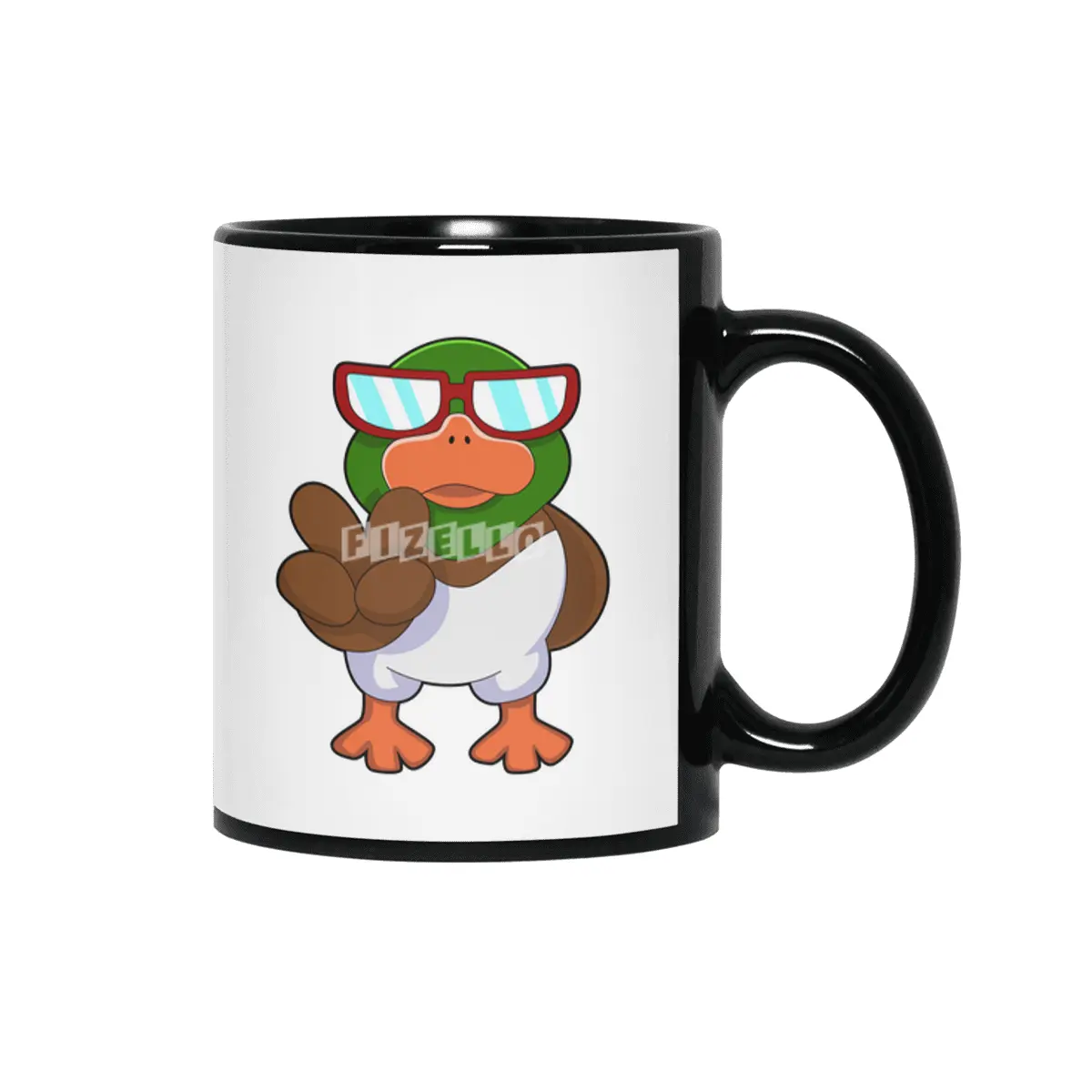 Duck with Sunglasses Siyah Kupa