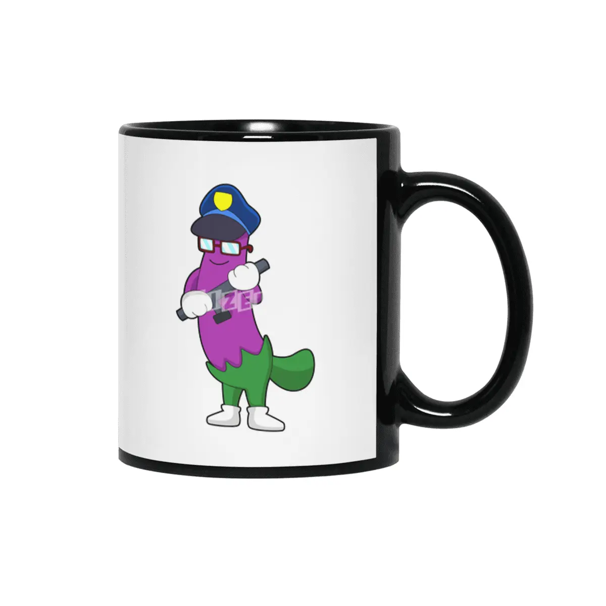 Eggplant as Police officer with Baton Siyah Kupa