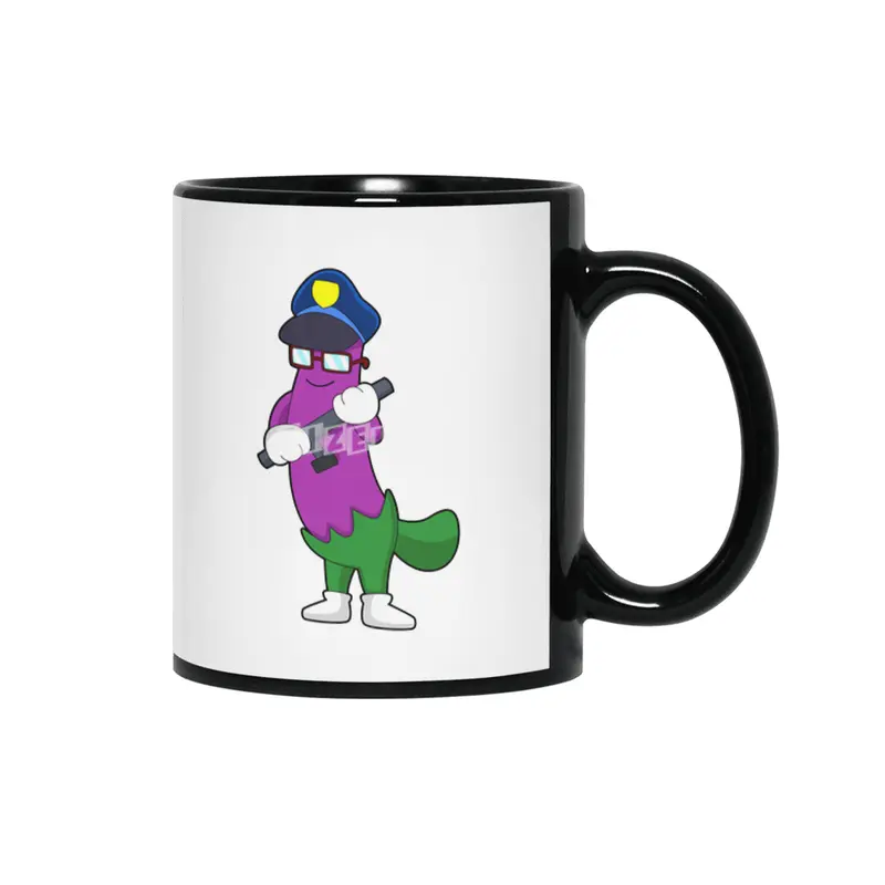 Eggplant as Police officer with Baton Siyah Kupa