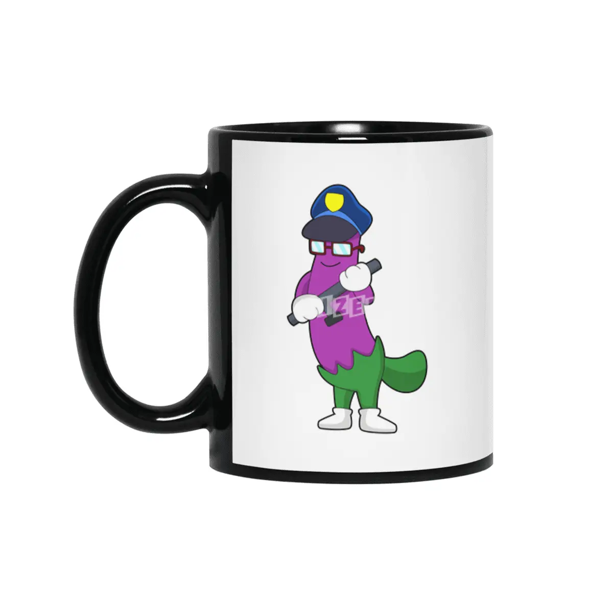 Eggplant as Police officer with Baton Siyah Kupa