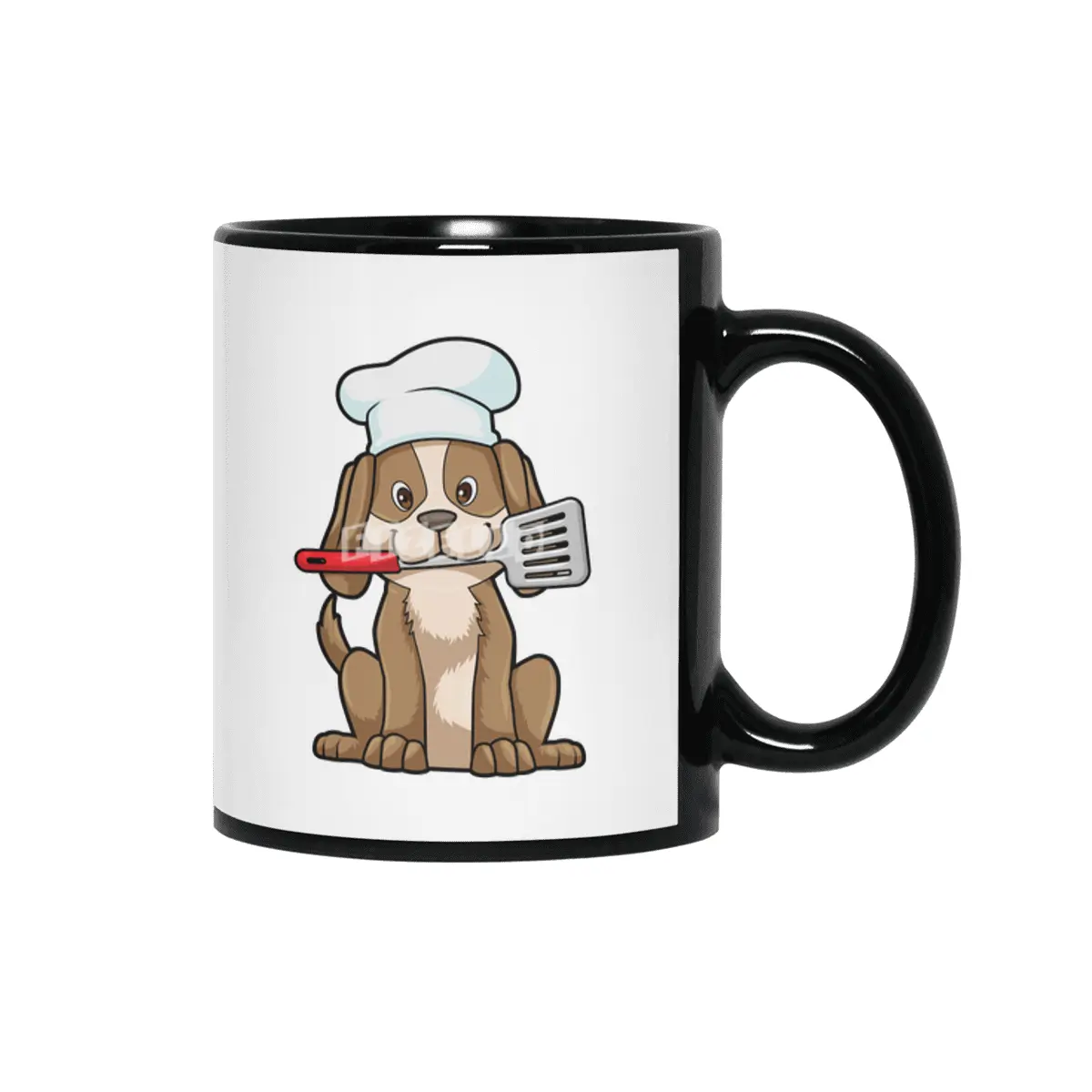 Dog as Cook with Chef's hat & Spatula Siyah Kupa