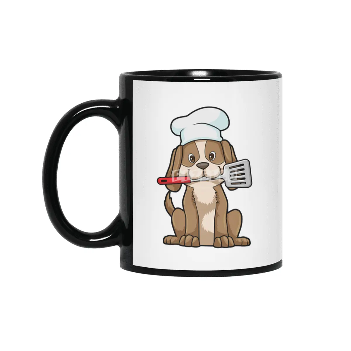 Dog as Cook with Chef's hat & Spatula Siyah Kupa