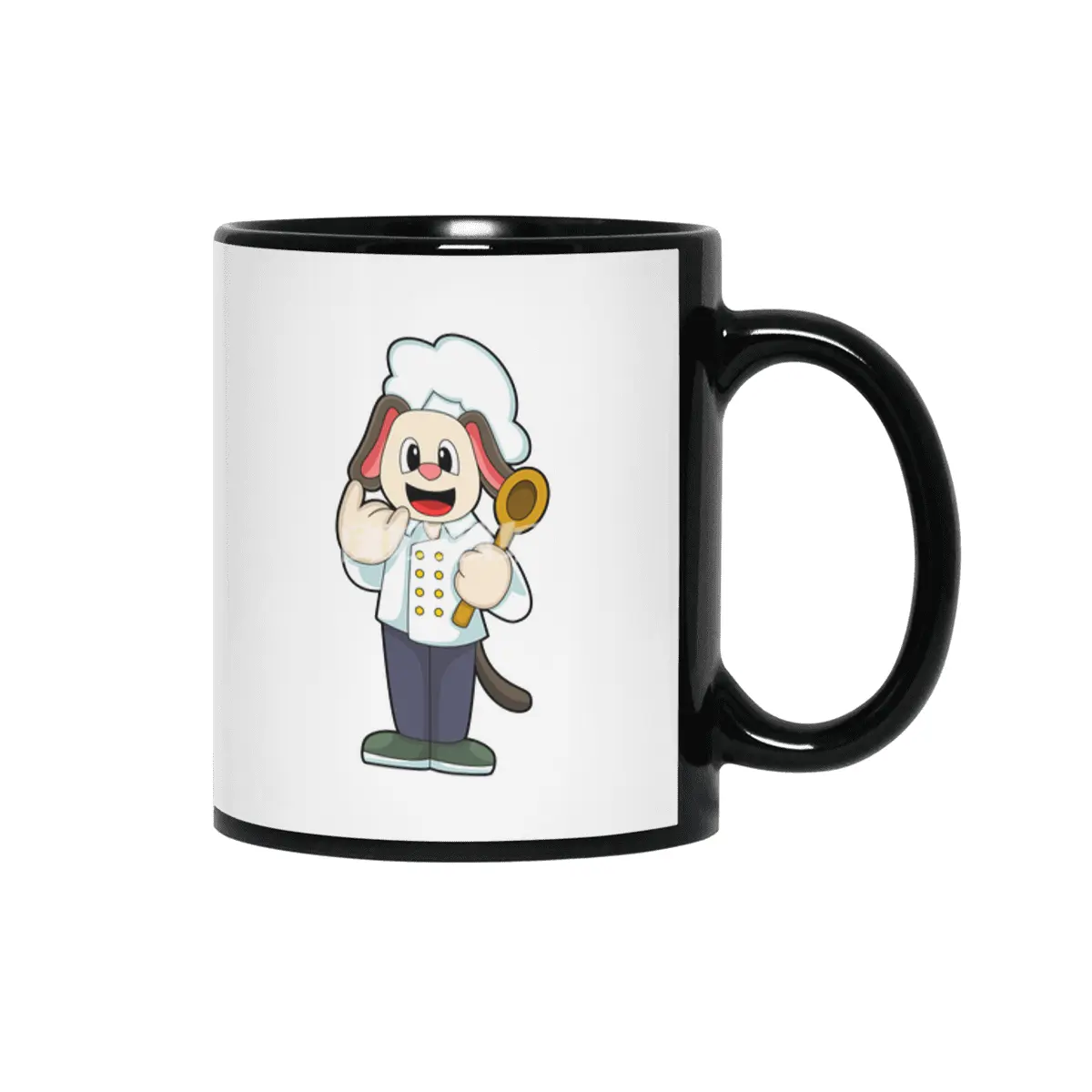 Dog as Cook with Wooden spoon & Cooking apron Siyah Kupa