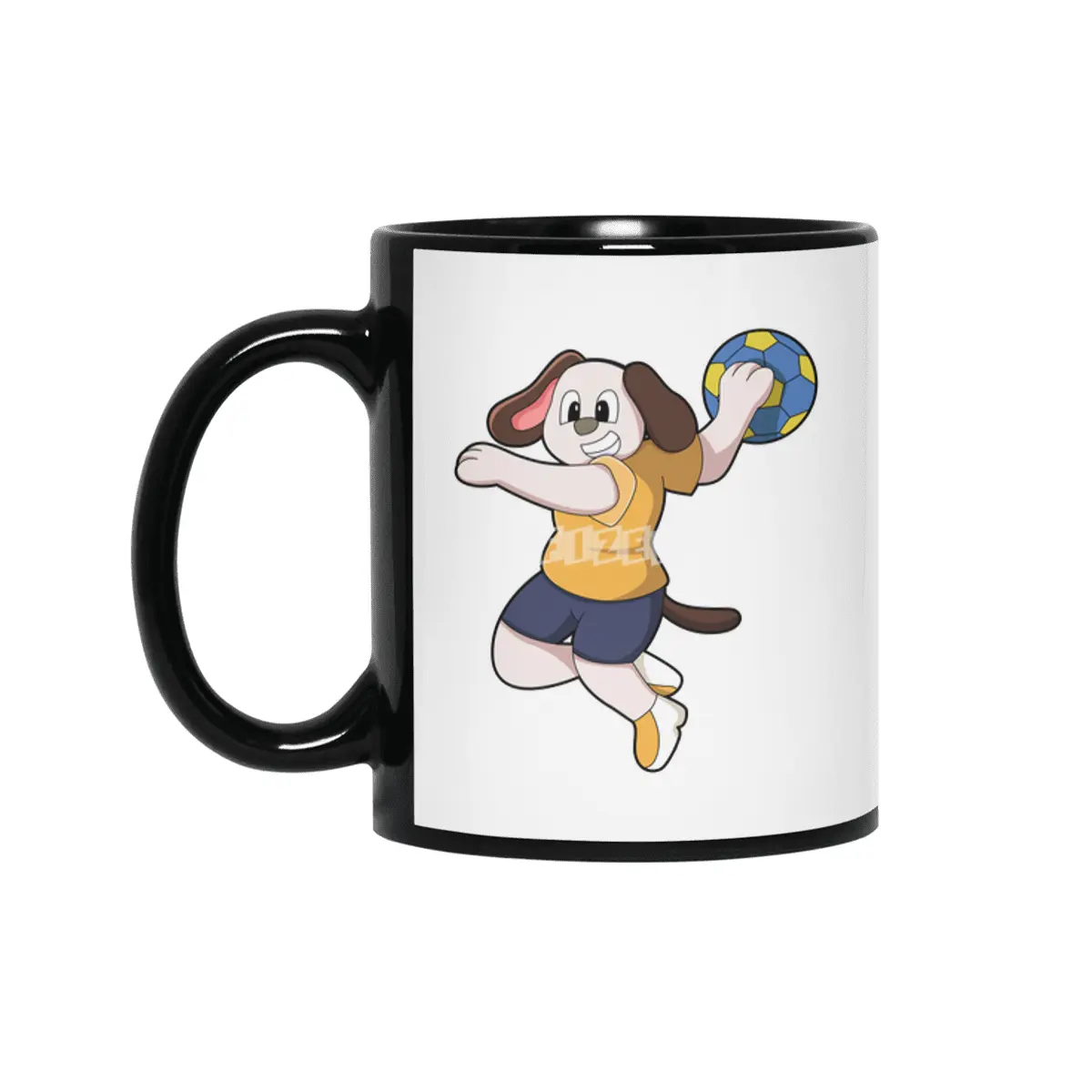 Dog as Handball player with Handball Siyah Kupa