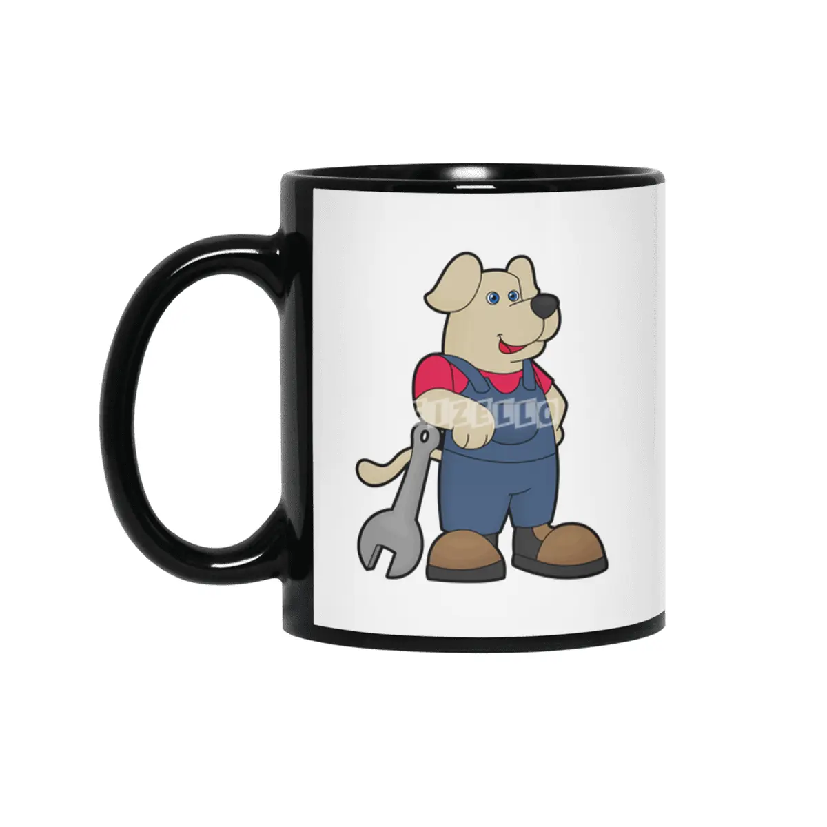 Dog as Mechanic with Wrench Siyah Kupa