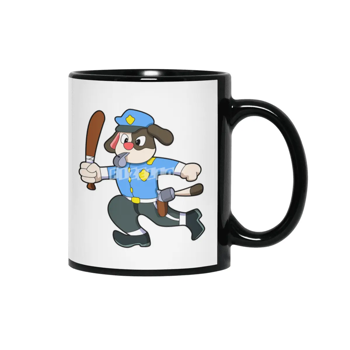 Dog as Police officer with Baton - Police Siyah Kupa
