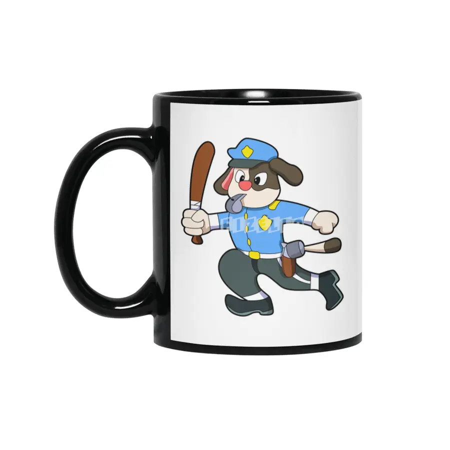 Dog as Police officer with Baton - Police Siyah Kupa