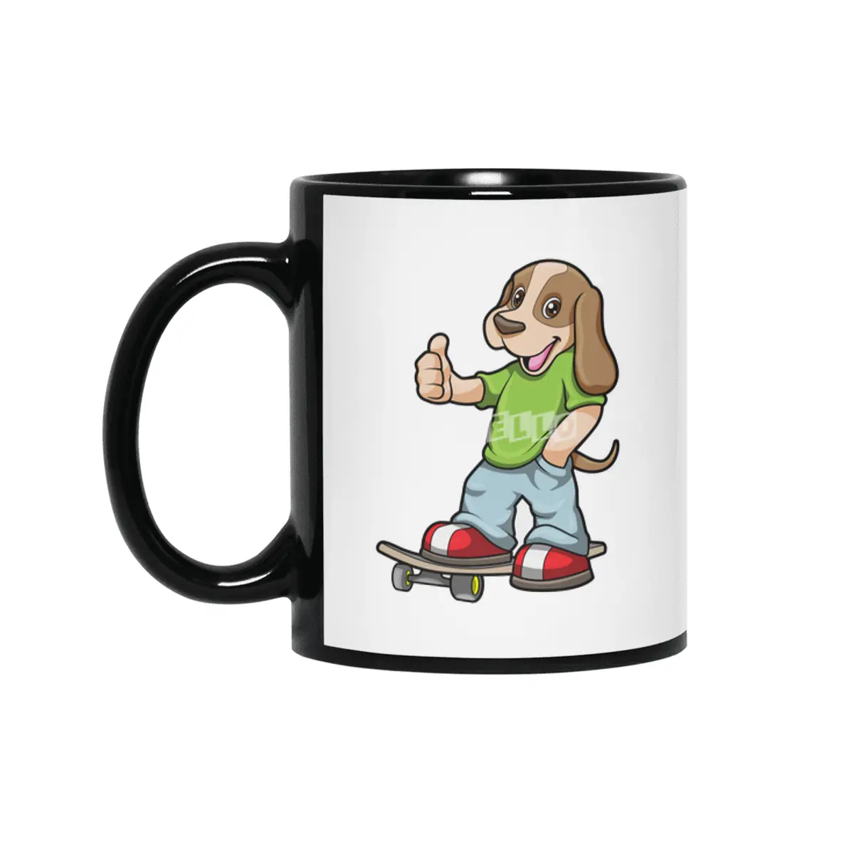 Dog as Skater with Skateboard Siyah Kupa