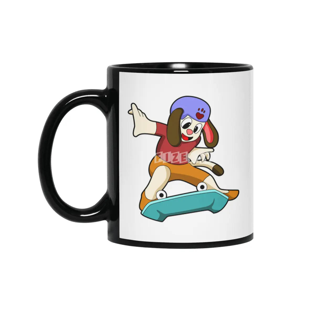 Dog as Skater with Skateboard Siyah Kupa