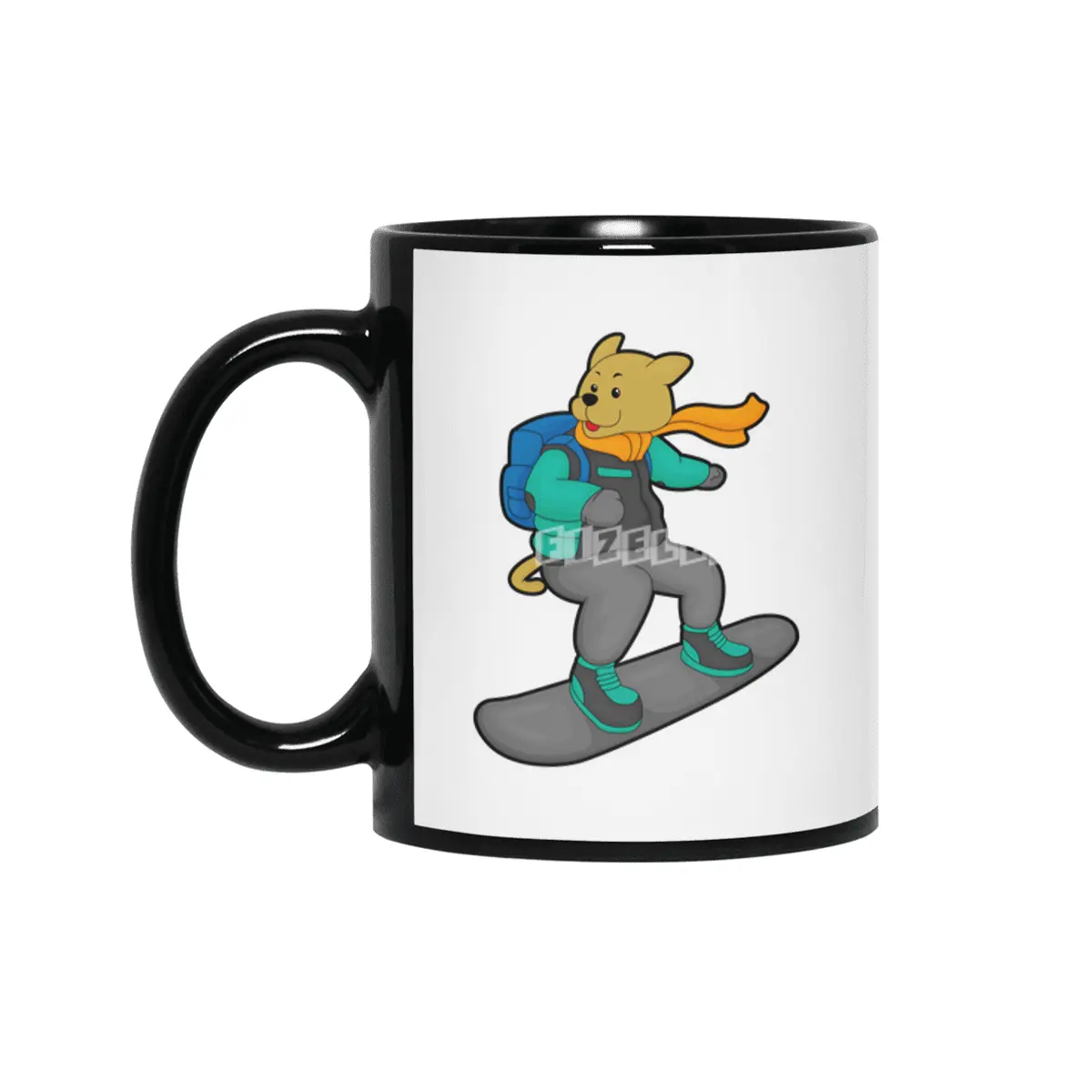 Dog as Snowboarder with Snowboard & Backpack Siyah Kupa