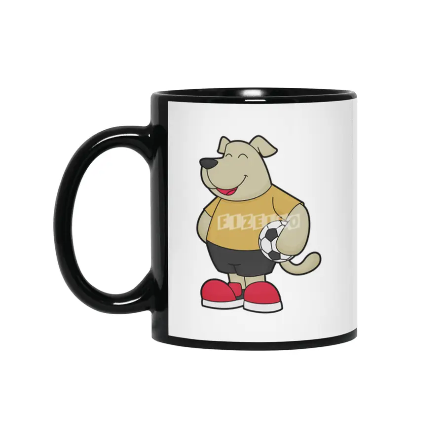 Dog as Soccer player with Soccer ball Siyah Kupa