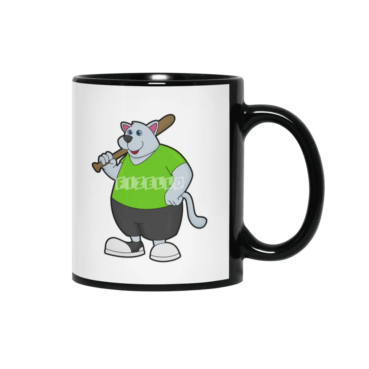 Dog at Baseball with Baseball bat Siyah Kupa