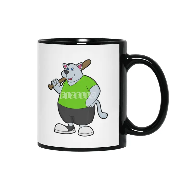 Dog at Baseball with Baseball bat Siyah Kupa