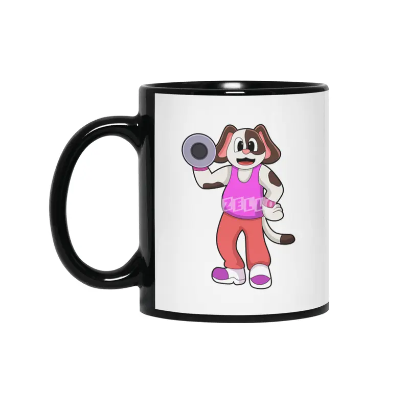 Dog at Bodybuilding with Dumbbell Siyah Kupa