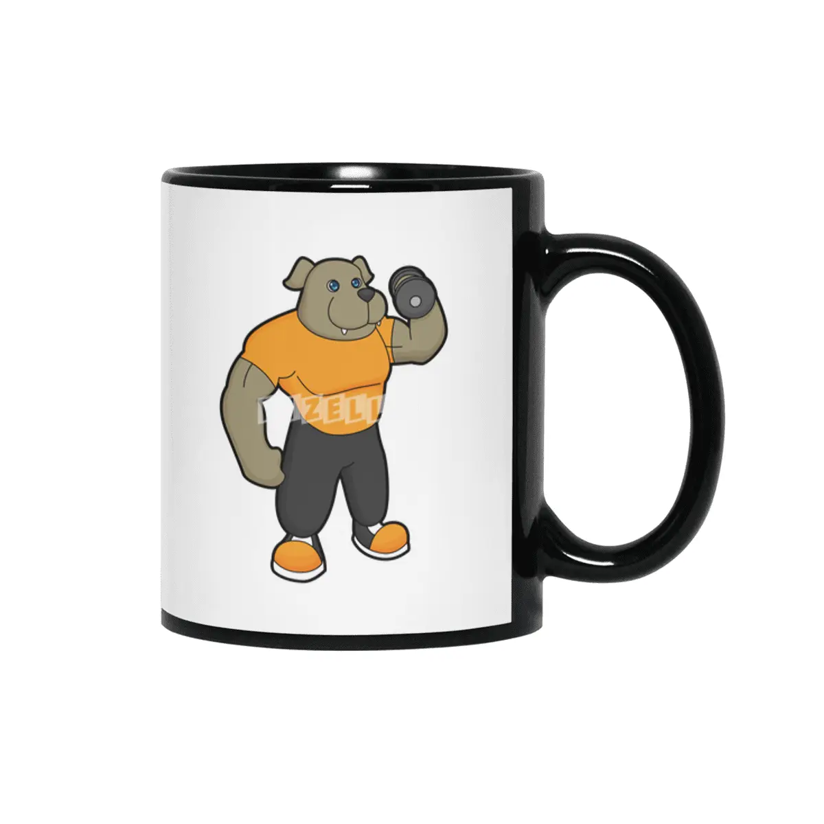 Dog at Fitness with Dumbbell Siyah Kupa