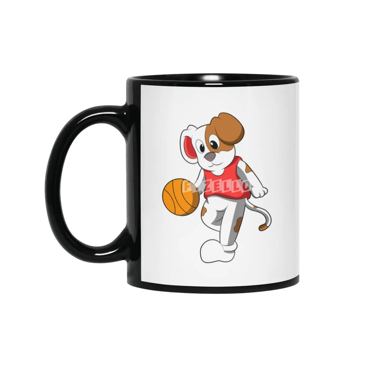 Dog at Sports with Basketball Siyah Kupa